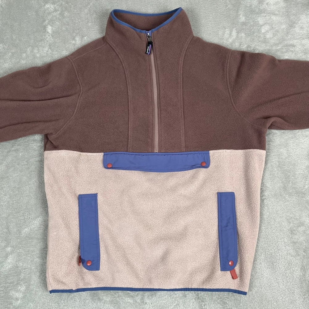 Patagonia Retro Pile Fleece Pullover Jacket 1/4 Zip Unisex XL Brown Tan Blue